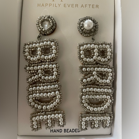 Piper K Hand Beaded Bride Earrings - Picture 4 of 4